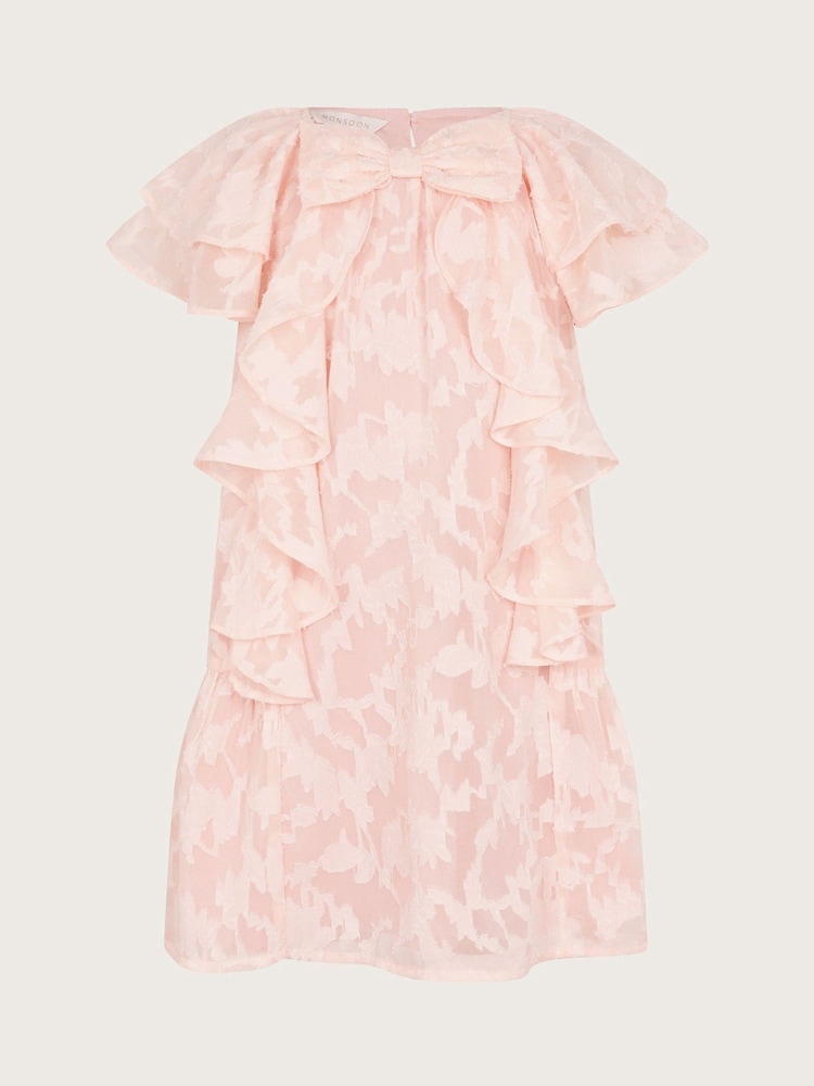 Monsoon Pink Burnout Bow Ruffle Dress - Image 2 of 4