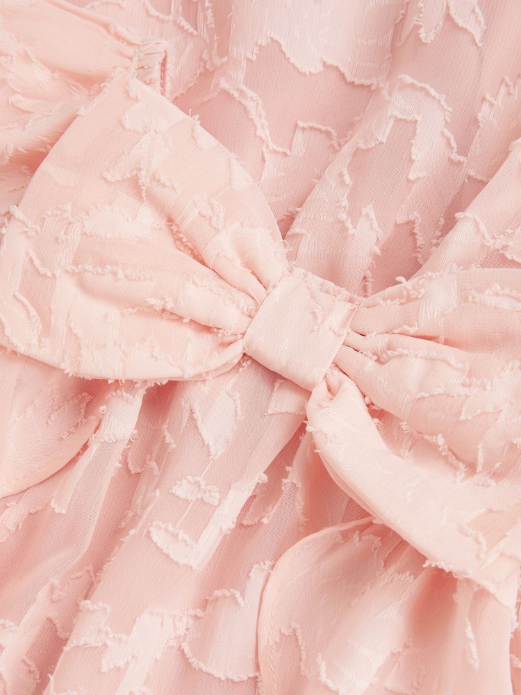 Monsoon Pink Burnout Bow Ruffle Dress - Image 4 of 4