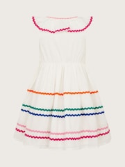 Monsoon White Sleeveless Collared Ric Rac 100% Cotton Dress - Image 2 of 4