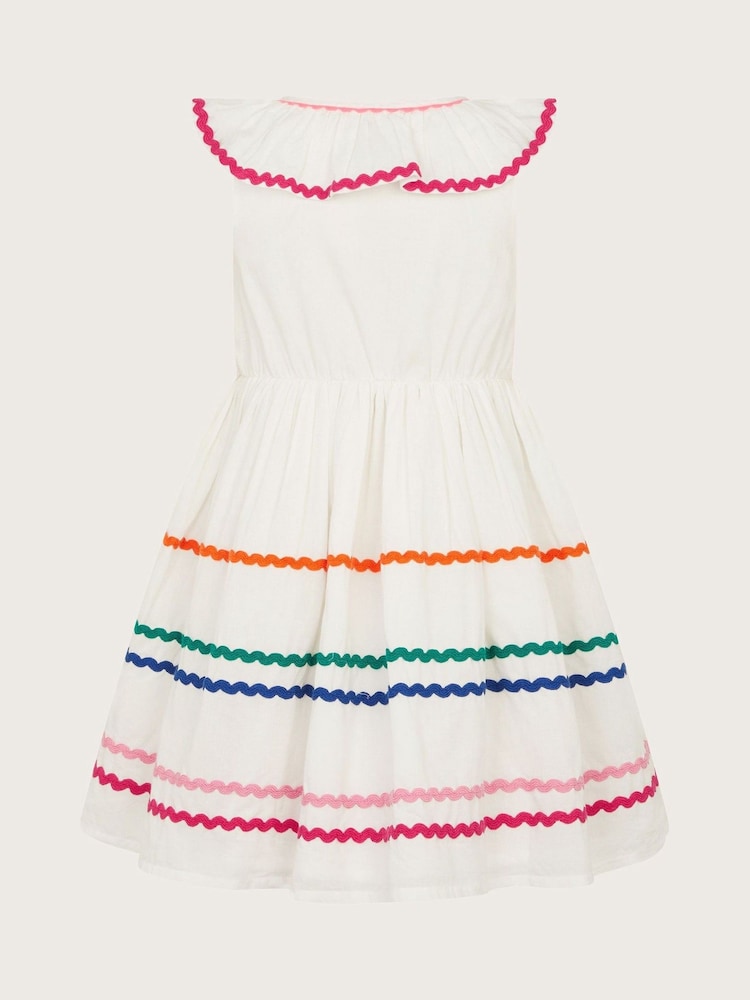 Monsoon White Sleeveless Collared Ric Rac 100% Cotton Dress - Image 2 of 4