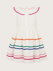 Monsoon White Sleeveless Collared Ric Rac 100% Cotton Dress - Image 3 of 4