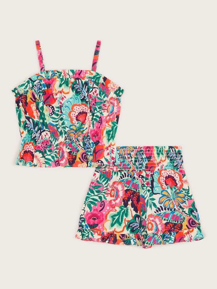 Monsoon Green Paradiso Floral Print Top and Shorts Set - Image 2 of 4