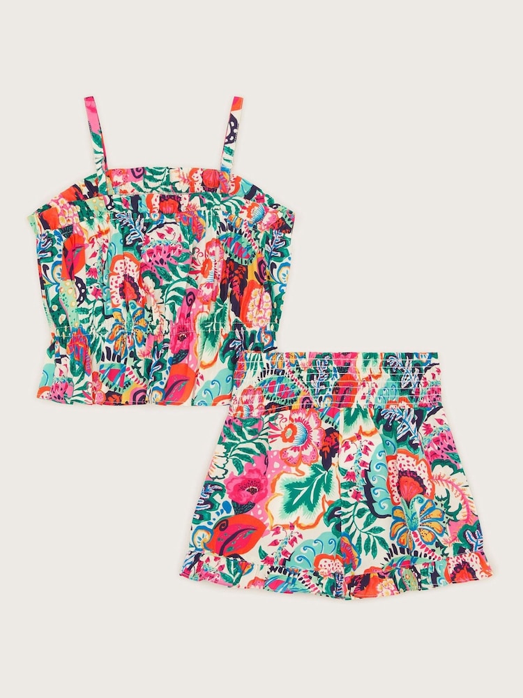 Monsoon Green Paradiso Floral Print Top and Shorts Set - Image 3 of 4