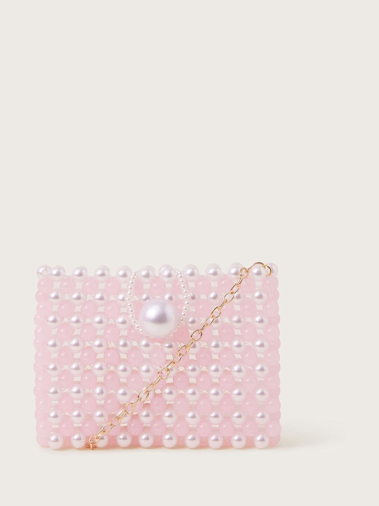 Monsoon Pink Chain Strap Beaded Bag - Image 1 of 4