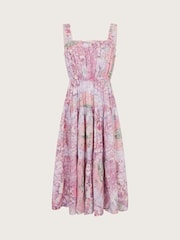 Monsoon Pink Strappy Marbled Floral Maxi Dress - Image 1 of 3