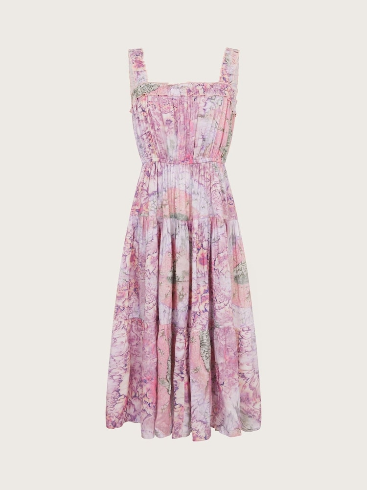 Monsoon Pink Strappy Marbled Floral Maxi Dress - Image 1 of 3