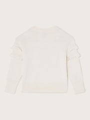 Monsoon Natural Embroidered Frill Knitted 100% Cotton Jumper - Image 3 of 4