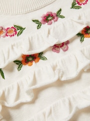 Monsoon Natural Embroidered Frill Knitted 100% Cotton Jumper - Image 4 of 4