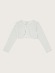 Monsoon Silver Maeve Sparkle Scallop 100% Cotton Cardigan - Image 2 of 4