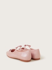 Monsoon Pink Bow Strap Patent Ballet Flats - Image 3 of 3