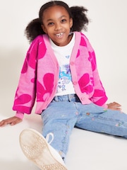 Monsoon Red Floral V-Neck 100% Cotton Cardigan - Image 1 of 4