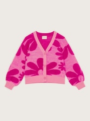 Monsoon Red Floral V-Neck 100% Cotton Cardigan - Image 2 of 4