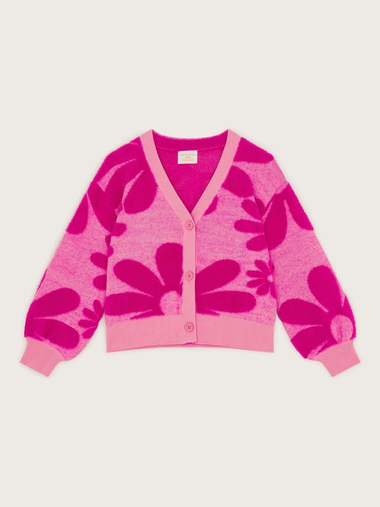 Monsoon Red Floral V-Neck 100% Cotton Cardigan - Image 2 of 4
