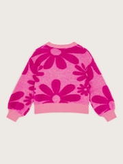 Monsoon Red Floral V-Neck 100% Cotton Cardigan - Image 3 of 4