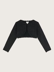 Monsoon Black Maeve Sparkle Scallop 100% Cotton Cardigan - Image 1 of 3