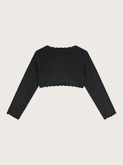 Monsoon Black Maeve Sparkle Scallop 100% Cotton Cardigan - Image 2 of 3