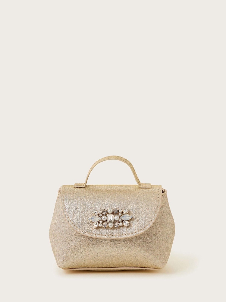 Monsoon Gold Mini Metallic Jewel Embellished Bag - Image 1 of 4