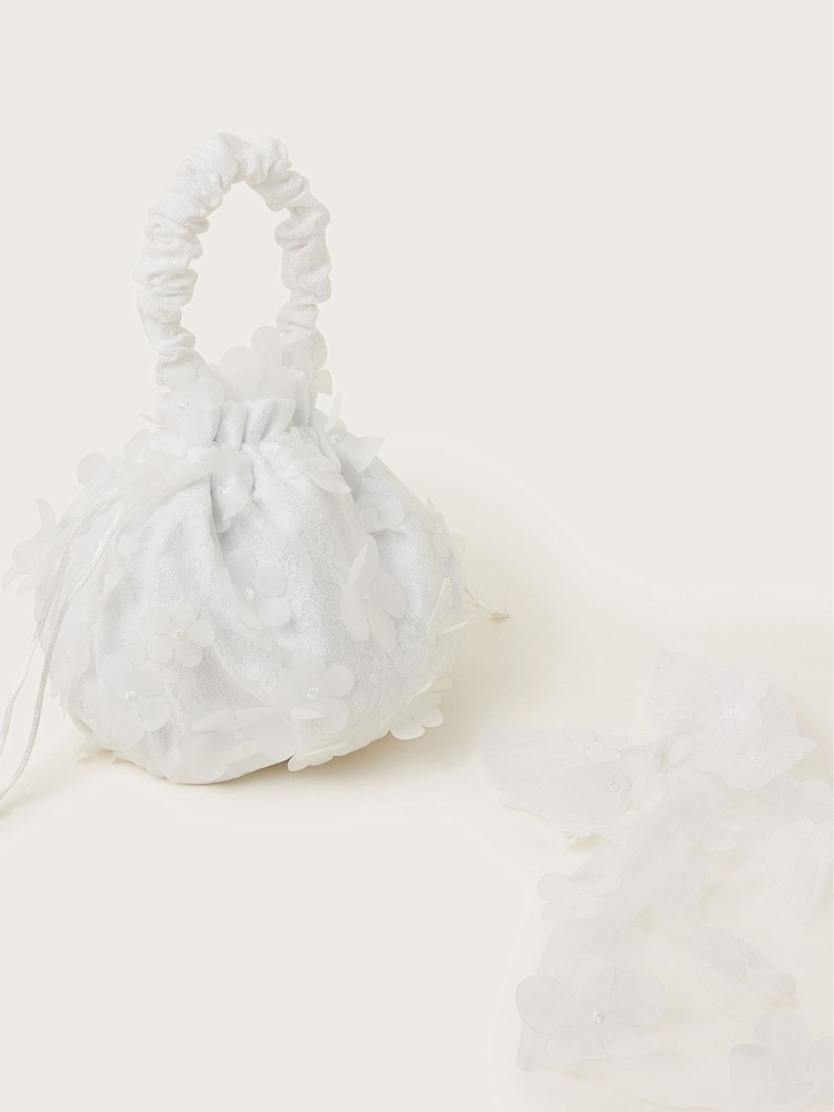 Monsoon White Flower Pouch Bag and Bow Hair Clips Set - Image 4 of 4
