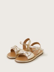 Monsoon Gold Leather Bow Sandals - Image 1 of 3