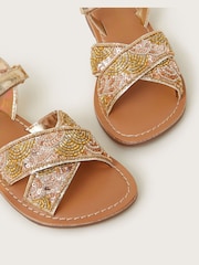 Monsoon Natural Embellished Metallic Sandals - Image 3 of 3