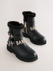 Baker by Ted Baker Girls Buckled Faux Fur Trim Chunky Boots - Image 1 of 6
