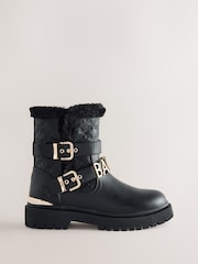 Baker by Ted Baker Girls Buckled Faux Fur Trim Chunky Boots - Image 2 of 6