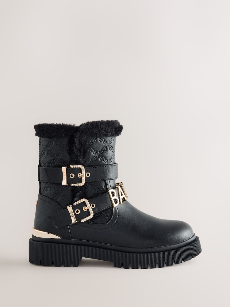 Baker by Ted Baker Girls Buckled Faux Fur Trim Chunky Boots - Image 2 of 6