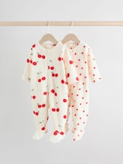 Red 2 Pack Micro Fleece Two Way Zip Baby Sleepsuits - Image 1 of 13
