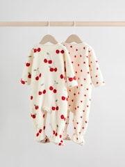 Red 2 Pack Micro Fleece Two Way Zip Baby Sleepsuits - Image 2 of 13
