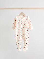 Red 2 Pack Micro Fleece Two Way Zip Baby Sleepsuits - Image 5 of 13