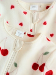 Red 2 Pack Micro Fleece Two Way Zip Baby Sleepsuits - Image 7 of 13