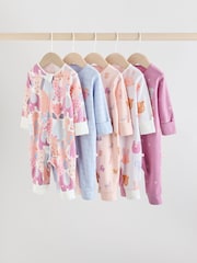 Pink Animal Character Two Way Zip Baby Sleepsuits 3 Pack (0mths-3yrs) - Image 1 of 14