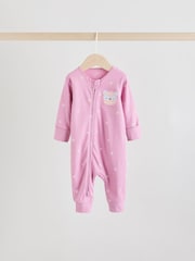 Pink Animal Character Two Way Zip Baby Sleepsuits 3 Pack (0mths-3yrs) - Image 8 of 14