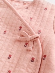 Pink/Cream Quilted Baby Sleepsuits 2 Pack - Image 14 of 17