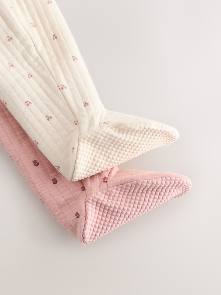 Pink/Cream Quilted Baby Sleepsuits 2 Pack - Image 17 of 17