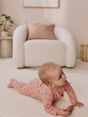 Pink/Cream Quilted Baby Sleepsuits 2 Pack - Image 4 of 17