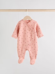 Pink/Cream Quilted Baby Sleepsuits 2 Pack - Image 6 of 17