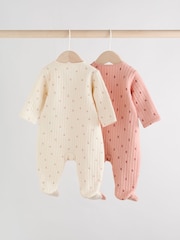 Pink/Cream Quilted Baby Sleepsuits 2 Pack - Image 7 of 17