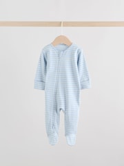 Blue Baby Two Way Zip Sleepsuits 3 Pack (0-2yrs) - Image 3 of 16