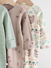 Sage Green Baby Two Way Zip Sleepsuits 3 Pack (0-2yrs) - Image 7 of 13