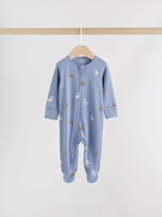 Navy Baby Two Way Zip Sleepsuits 4 Pack (0mths-2yrs) - Image 4 of 15