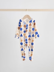 Cobalt Blue Baby Two Way Zip Sleepsuits 3 Pack (0-2yrs) - Image 3 of 14