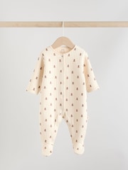 Brown Baby Quilted Bear Sleepsuits 2 Pack - Image 9 of 16