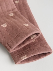 Brown Baby Quilted Bear Sleepsuits 2 Pack - Image 6 of 16