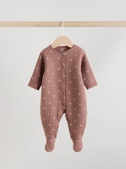 Brown Baby Quilted Bear Sleepsuits 2 Pack - Image 7 of 16