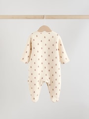 Brown Baby Quilted Bear Sleepsuits 2 Pack - Image 8 of 16