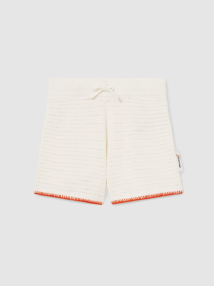Reiss Off White/Orange Bethany McLaren F1 Team Crochet Shorts - Image 2 of 5