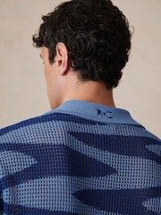 Reiss Blue Soliel Reiss | Ché Wave Crochet Shirt - Image 5 of 8
