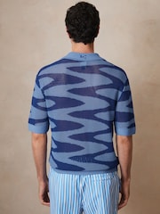 Reiss Blue Soliel Reiss | Ché Wave Crochet Shirt - Image 6 of 8