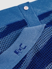 Reiss Blue Soliel Reiss | Ché Wave Crochet Shirt - Image 8 of 8